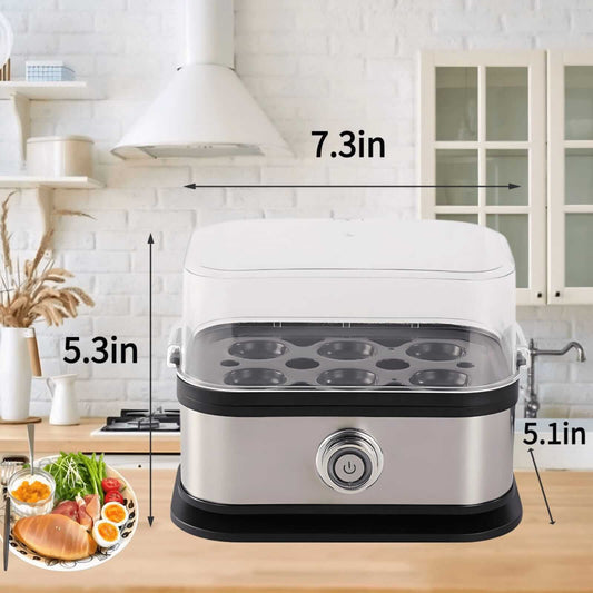 Rapid Egg Cooker 6 Eggs Capacity Electric Stainless Steel, Soft, Medium, Hard Boiled, Egg Steamer, Egg Poacher With Auto Shut-Off, BPA Free