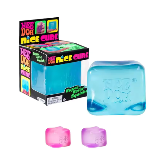 NeeDoh Nice Cube Sensory Squeeze Toy, Assorted Colors, Super Solid Squish Fidget Stress Relief Toy for Kids & Adults, 2.25 Inch Cube