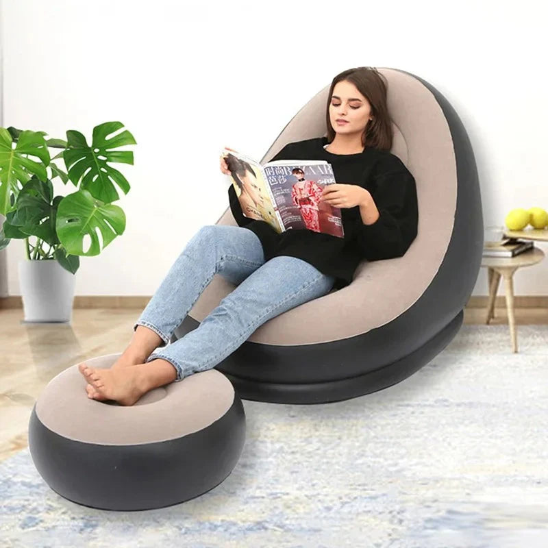 2Pcs Portable Inflatable Sofa Chair Air Pump Outdoor - Indoor