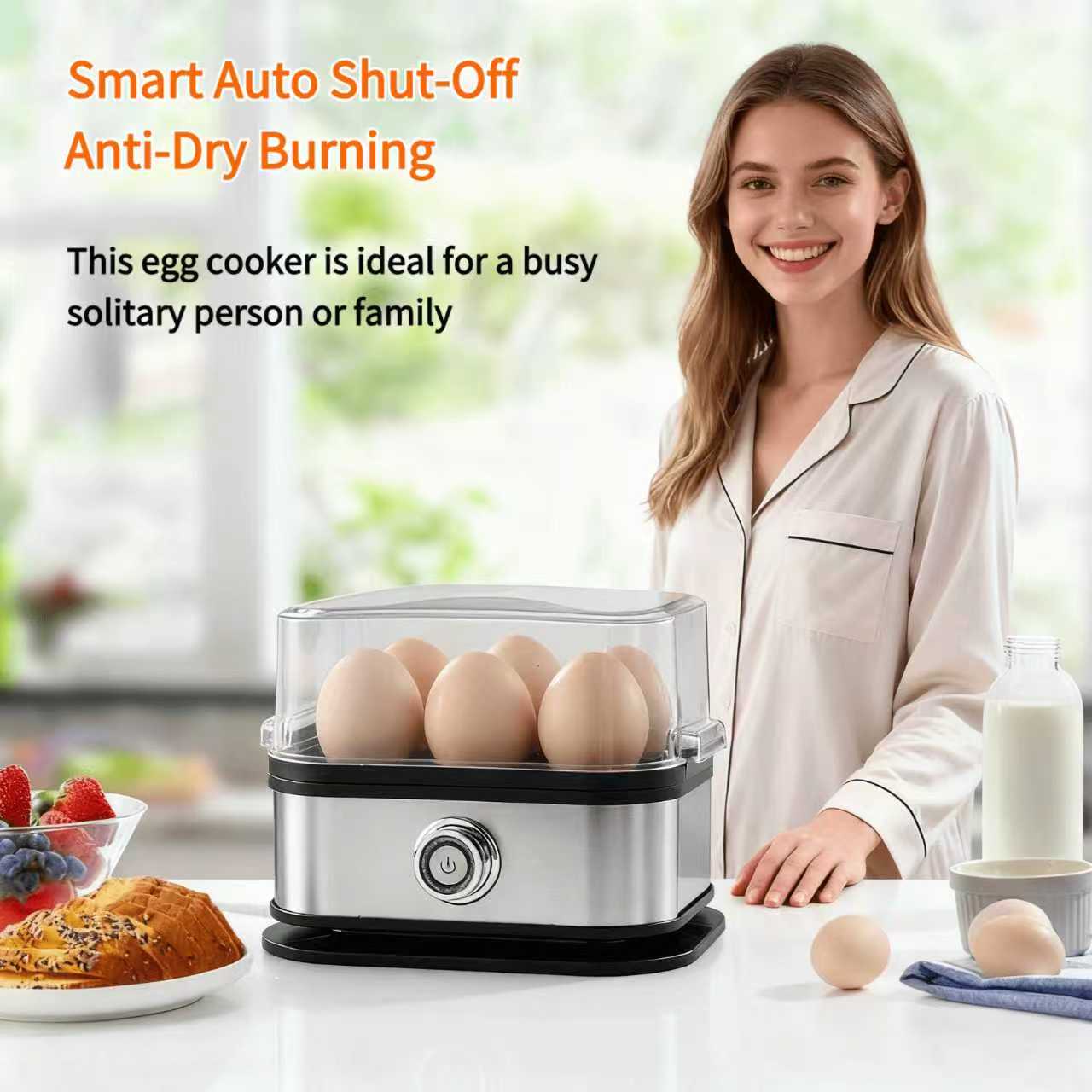 Made in Germany, Rapid Egg Cooker 6 Eggs Capacity Electric Stainless Steel, Soft, Medium, Hard Boiled, Egg Steamer, Egg Poacher With Auto Shut-Off, BPA Free