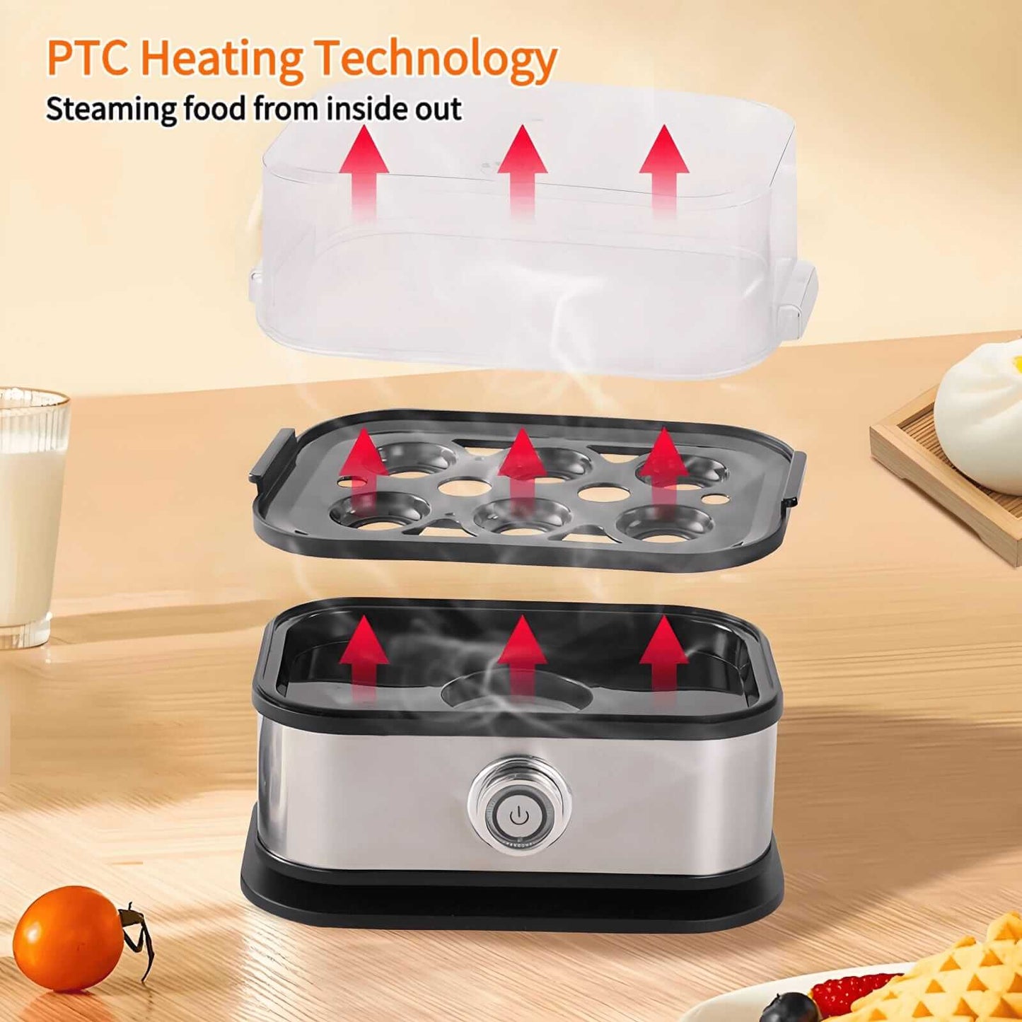 Made in Germany, Rapid Egg Cooker 6 Eggs Capacity Electric Stainless Steel, Soft, Medium, Hard Boiled, Egg Steamer, Egg Poacher With Auto Shut-Off, BPA Free