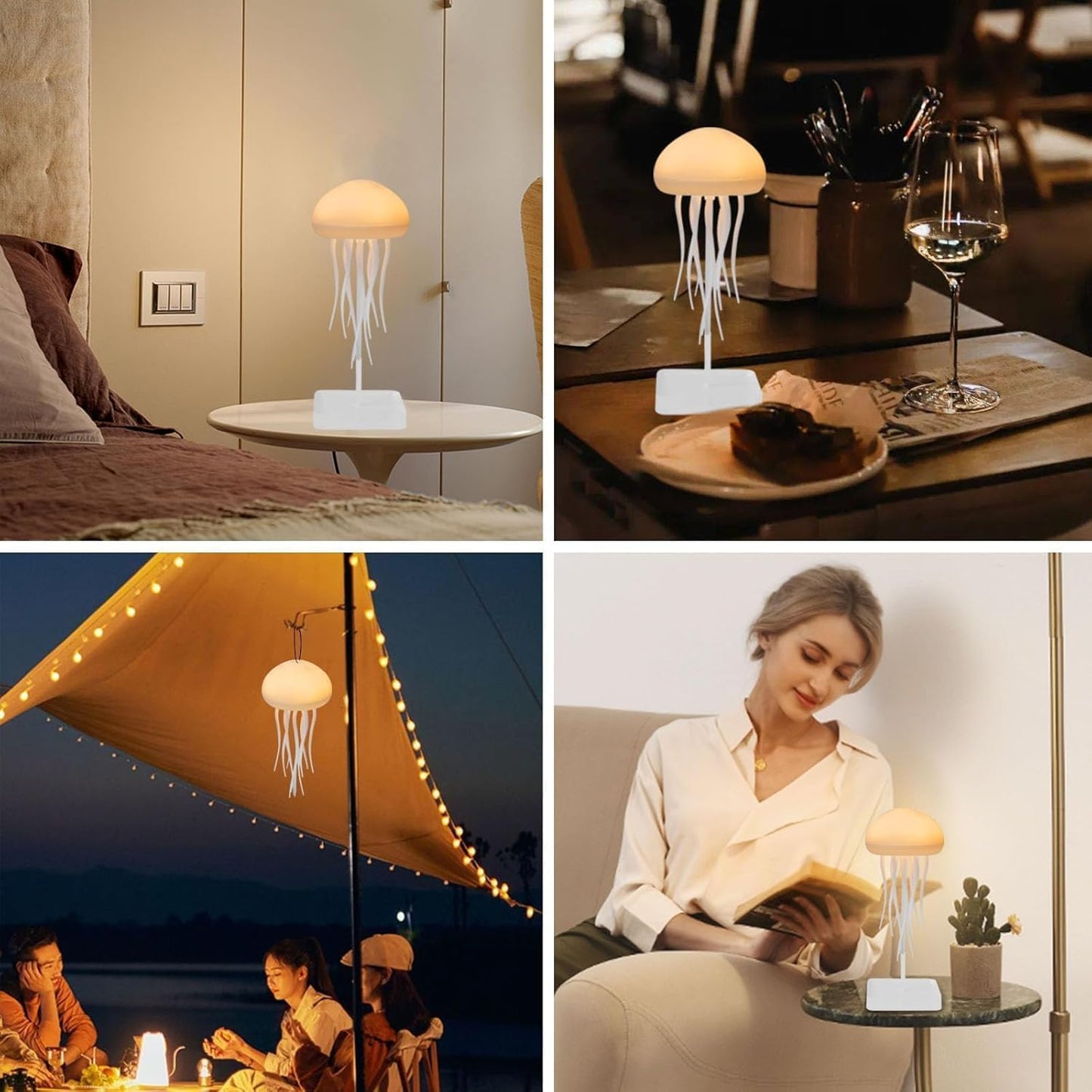 Jellyflow LED Jellyfish Lamp – 12-Color Night Light with Voice Control, Hanging or Table Base | Soothing Mood & Atmosphere Lamp