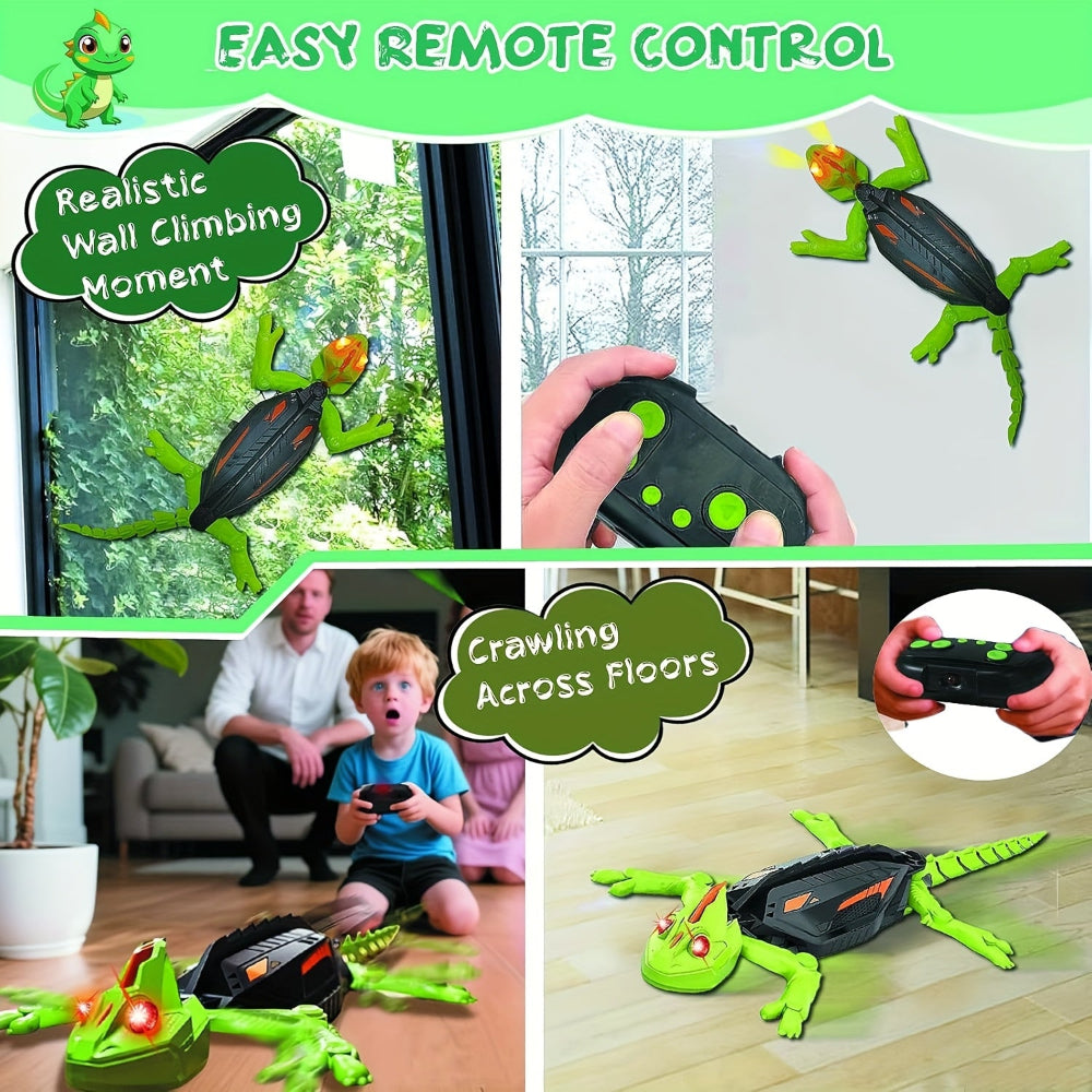 Kids Toy Lizard Remote Control Wall Climbing Robot LED Gecko | Meowbutter
