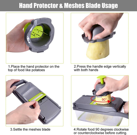 Vegetable Chopper Pro - Multifunctional Blades & Large Container for Salad, Garlic, Fruit, and Potato Delights