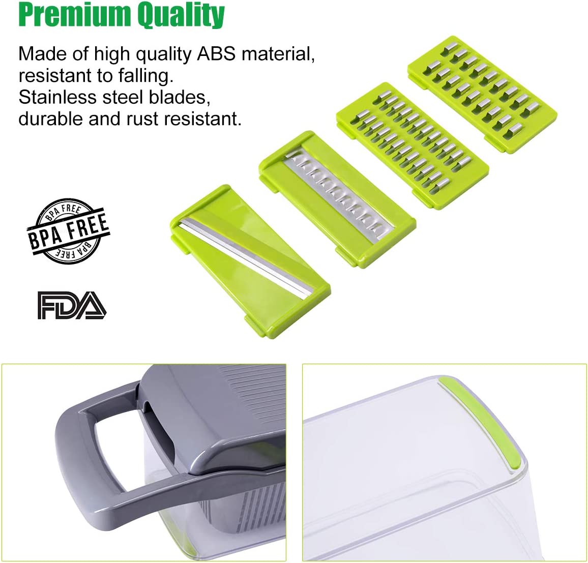 Vegetable Chopper Pro - Multifunctional Blades & Large Container for Salad, Garlic, Fruit, and Potato Delights